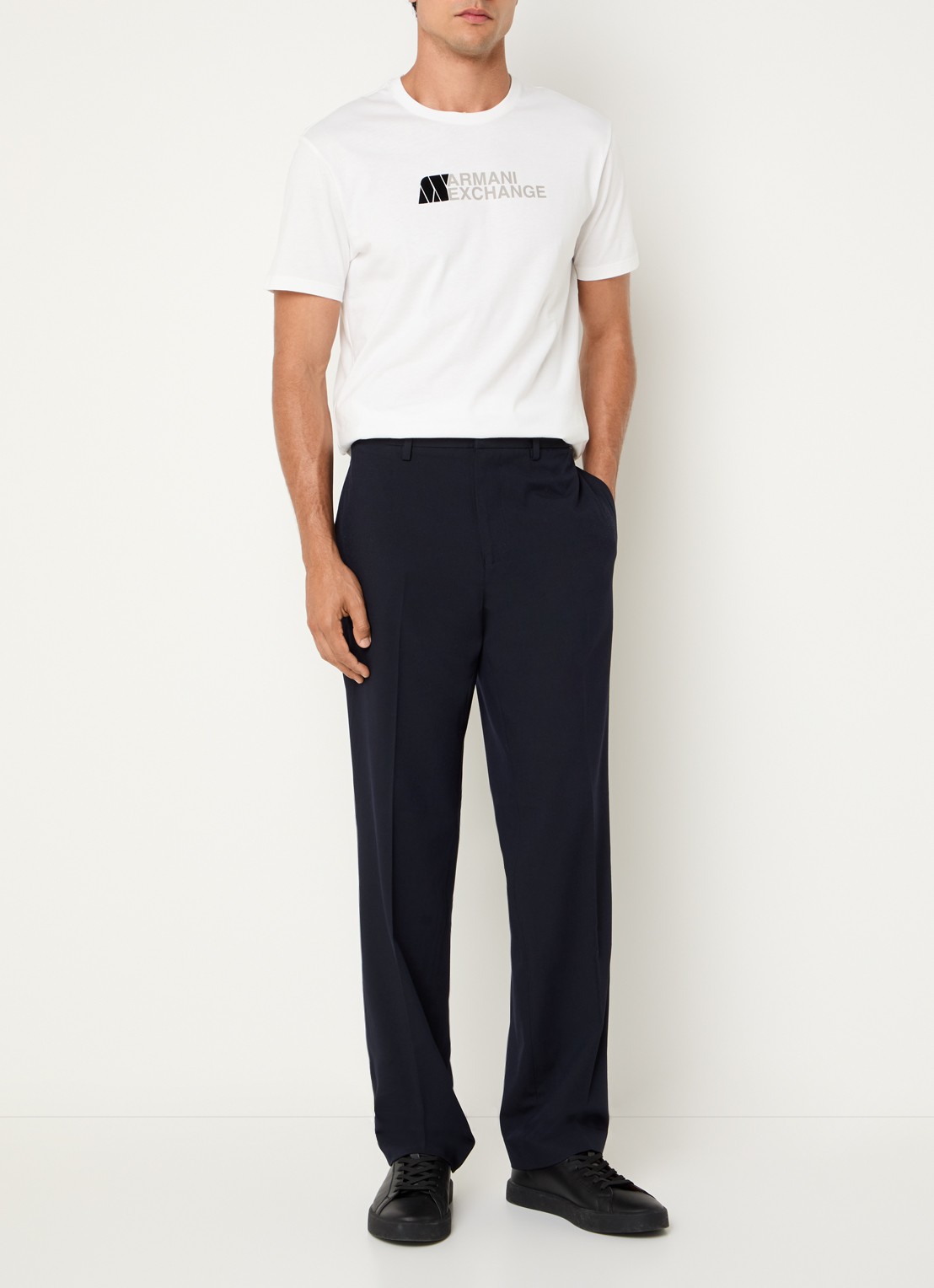 Armani Straight fit pantalon met steekzakken - voorkant 3 donkerblauw