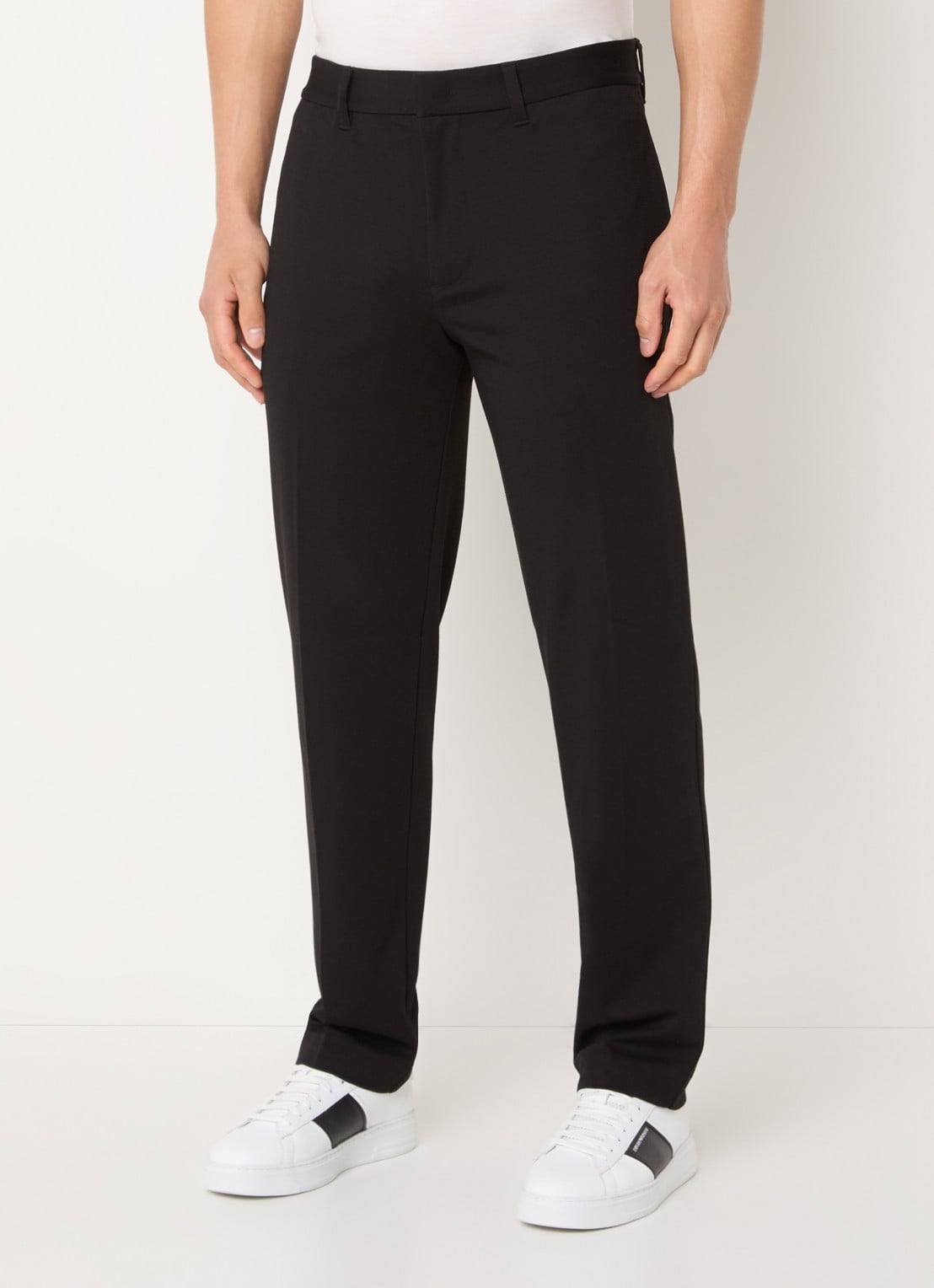 Armani Straight fit pantalon met steekzakken - detail 2 zwart