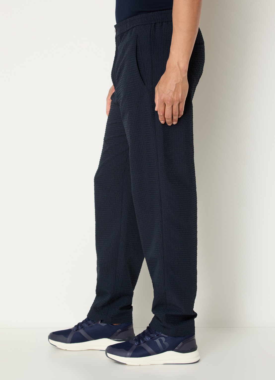 Armani Straight fit pantalon met steekzakken - detail 3 donkerblauw