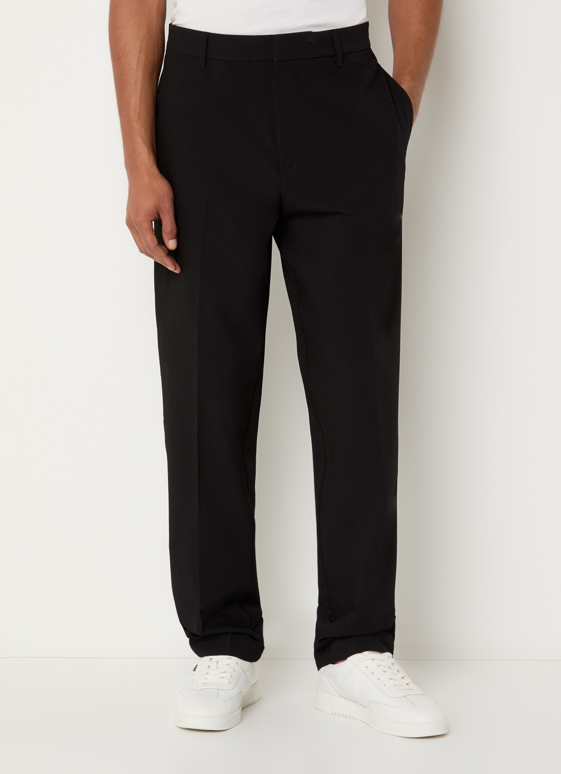 Armani Straight fit pantalon met steekzakken - detail 4 zwart