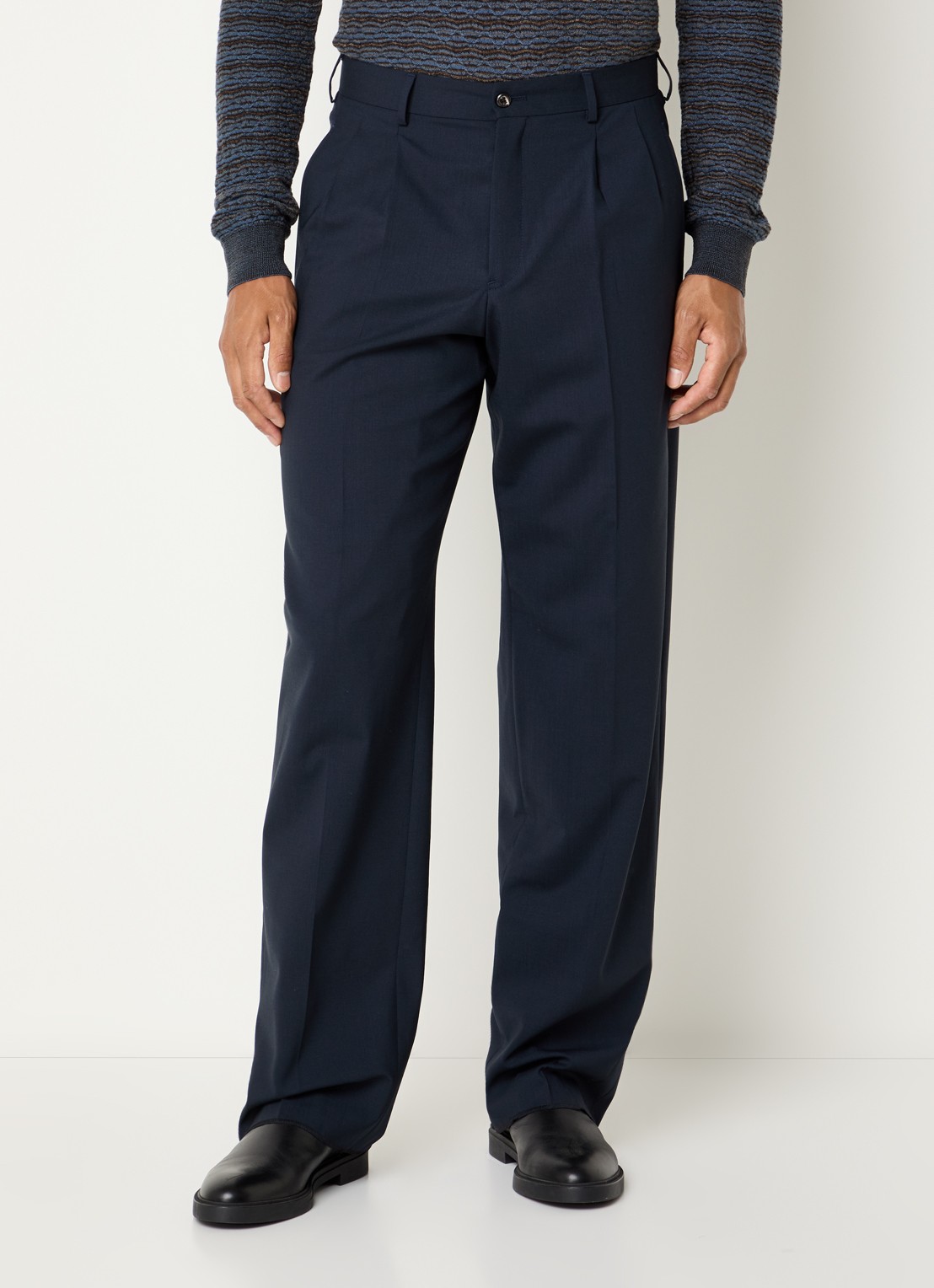 Armani Straight fit pantalon met steekzakken - detail donkerblauw