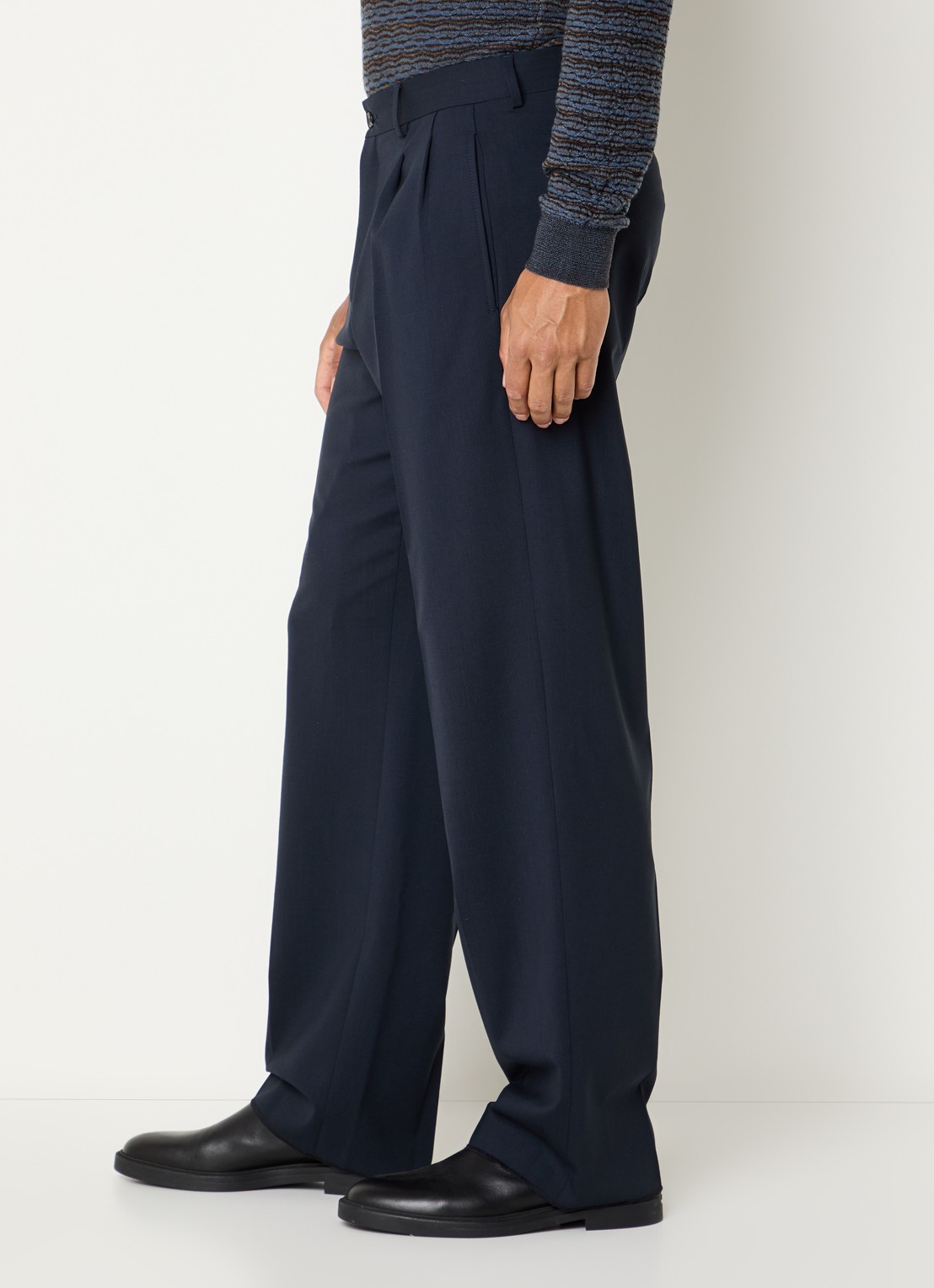 Armani Straight fit pantalon met steekzakken - detail 2 donkerblauw