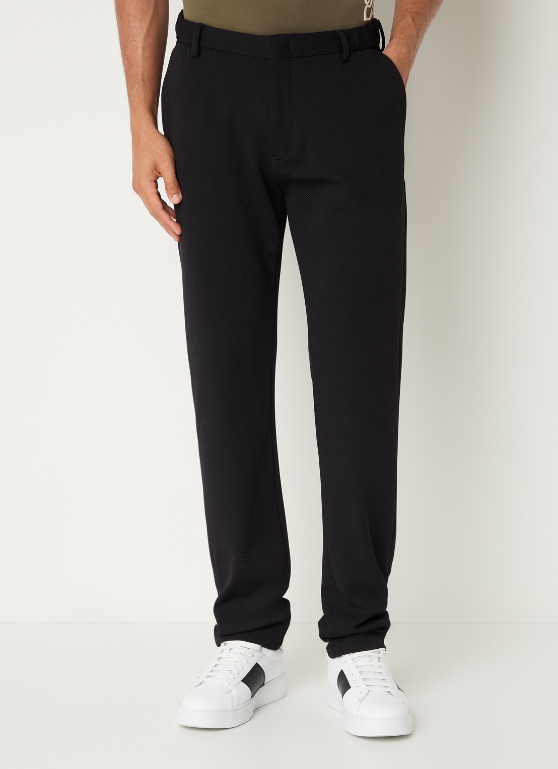 Armani Straight fit pantalon met steekzakken - detail 4 zwart