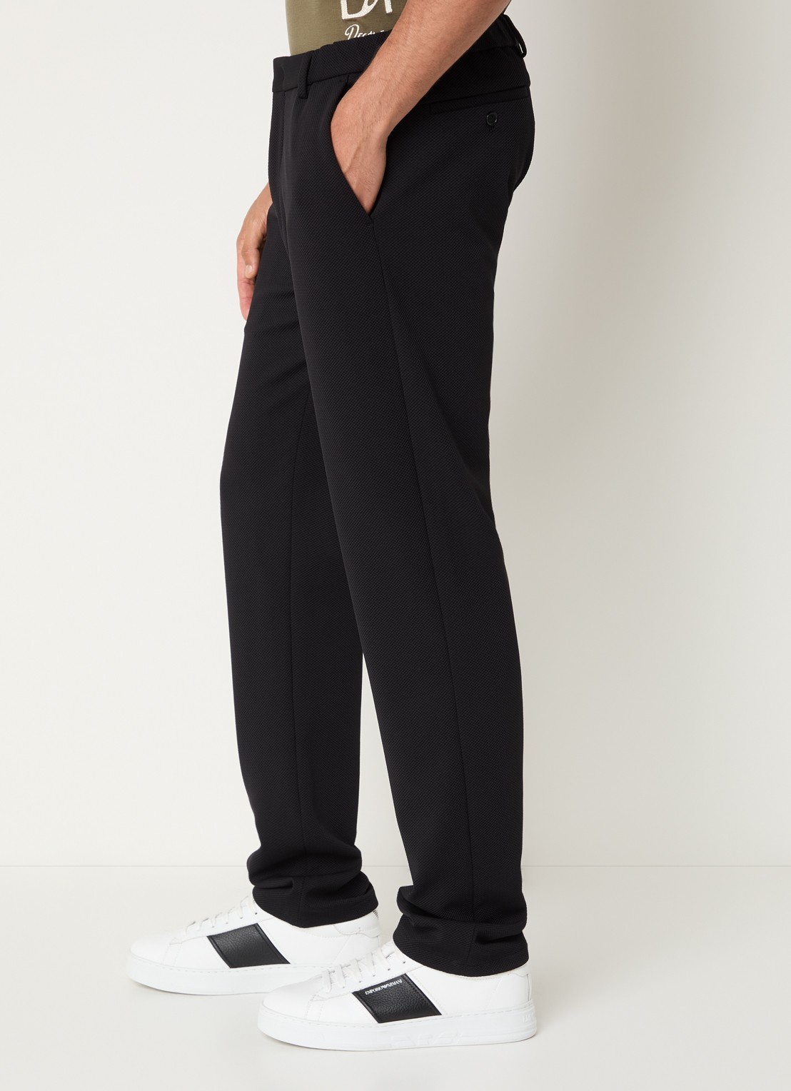 Armani Straight fit pantalon met steekzakken - detail 5 zwart