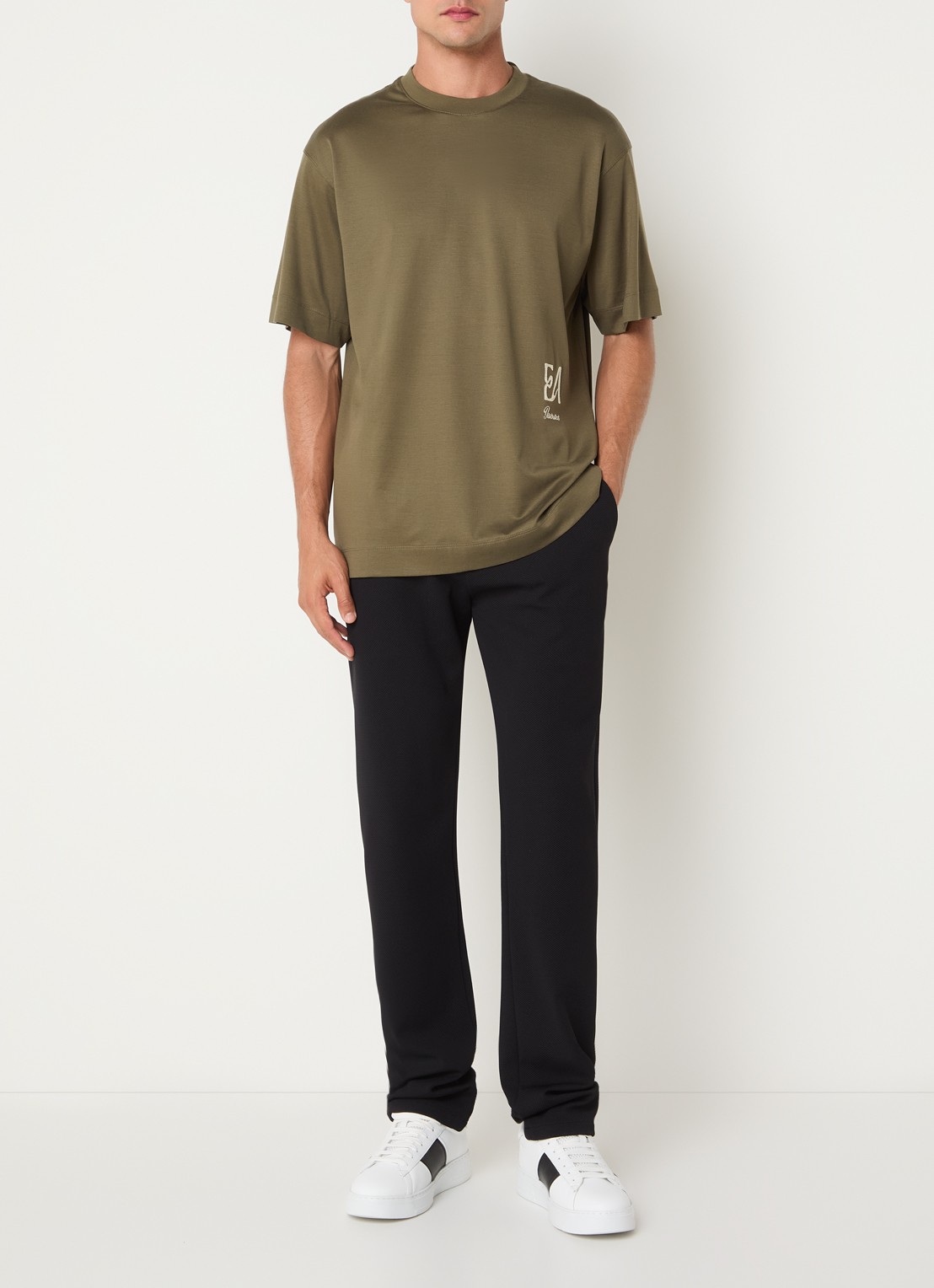 Armani Straight fit pantalon met steekzakken - voorkant 2 zwart