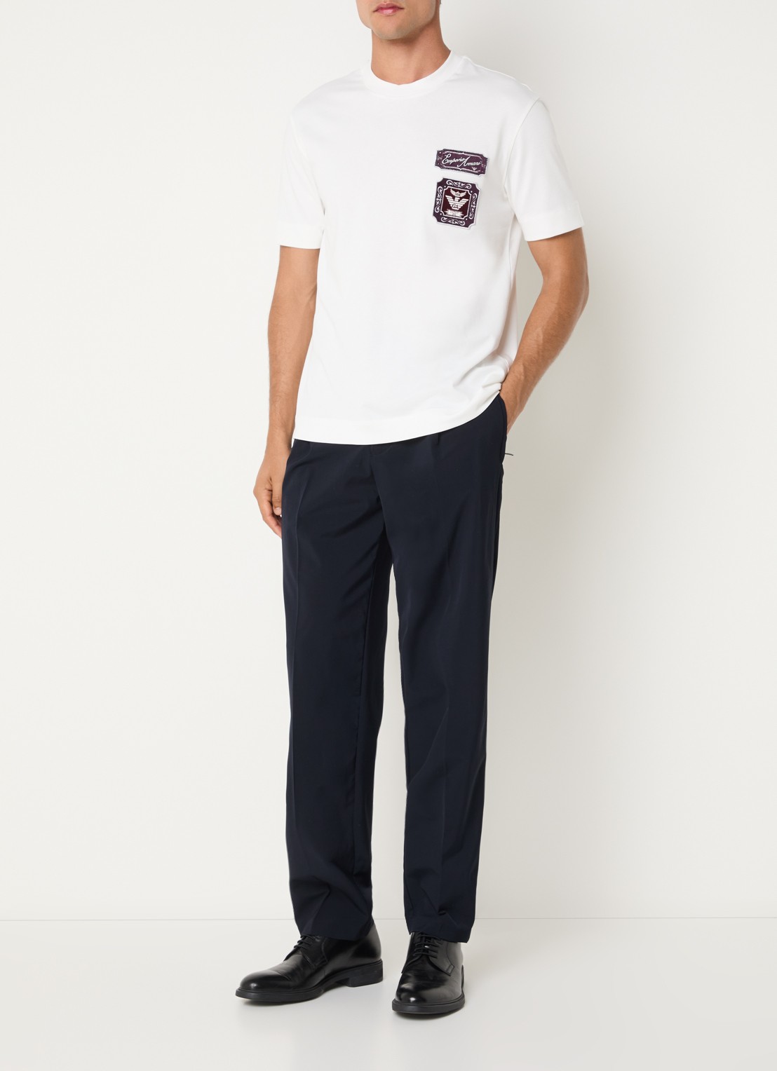 Armani Straight fit pantalon met steekzakken - voorkant 2 donkerblauw