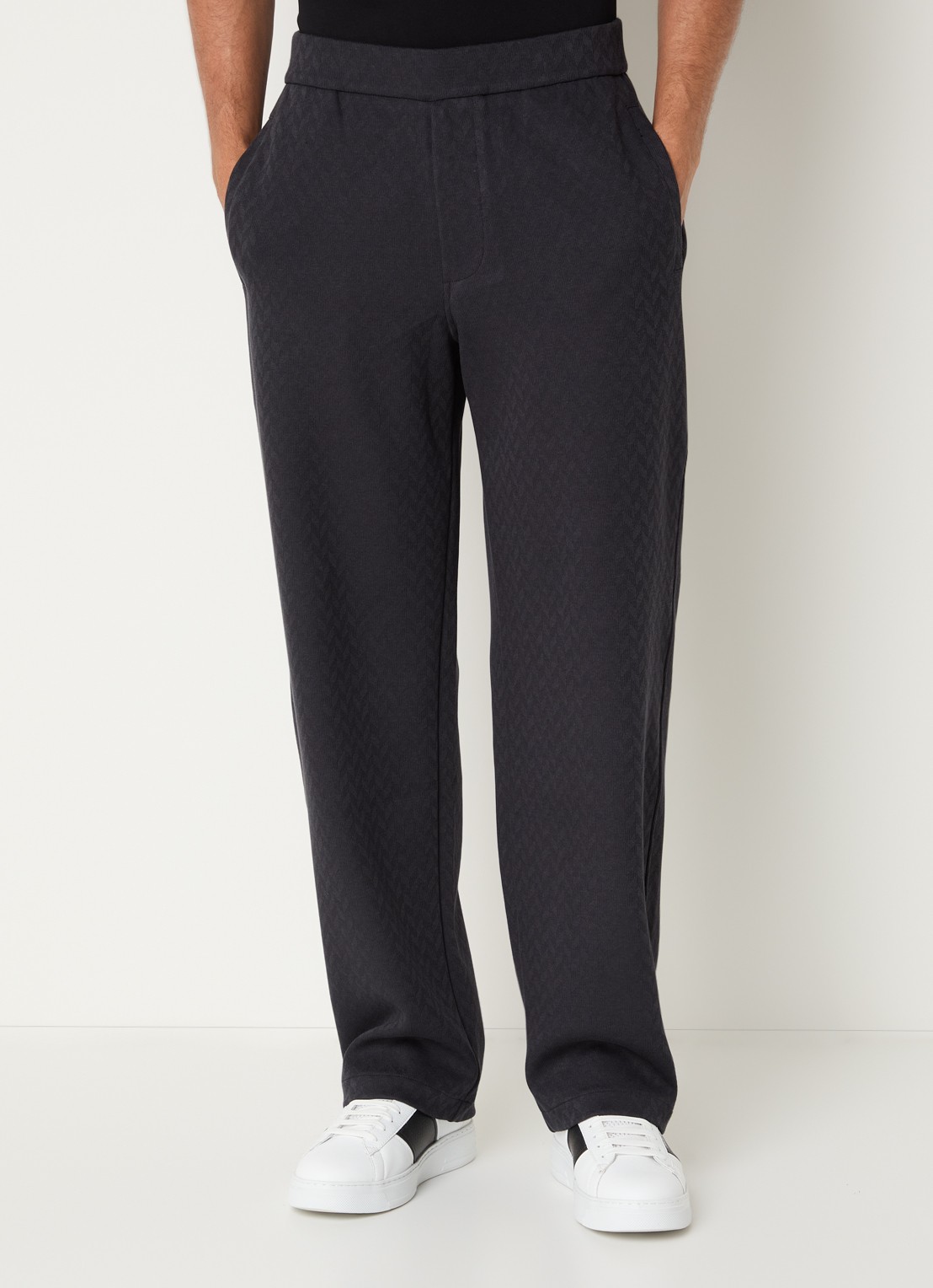 Armani Straight fit pantalon met steekzakken - detail 4 donkerblauw