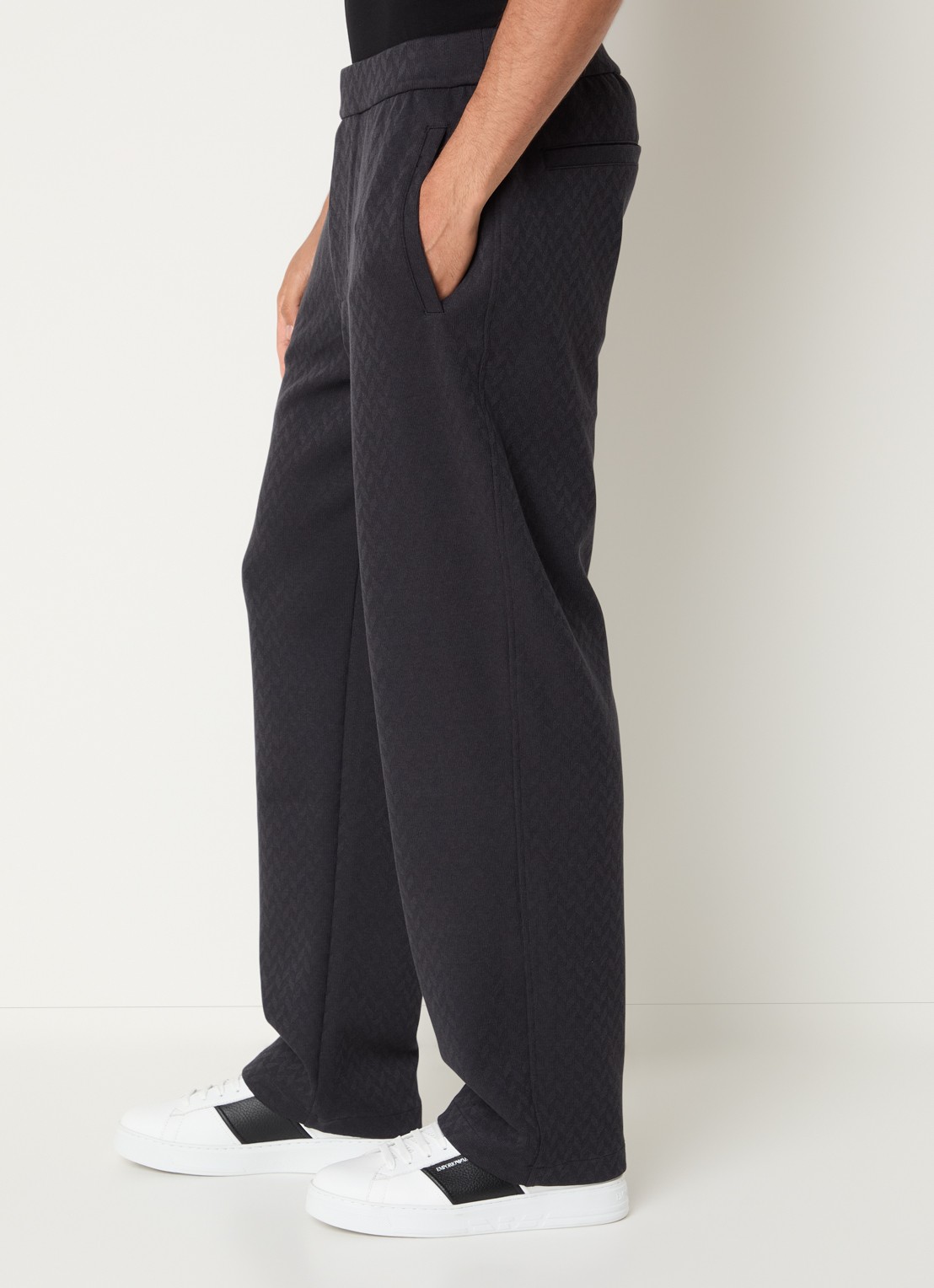 Armani Straight fit pantalon met steekzakken - detail 5 donkerblauw