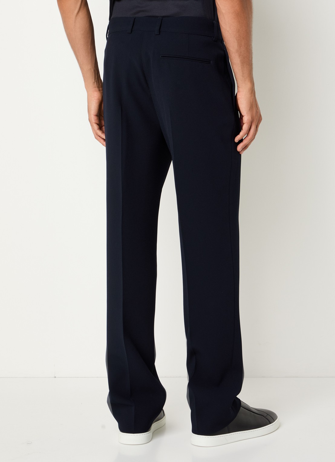 Armani Straight fit pantalon met structuur - achterkant 3 antraciet