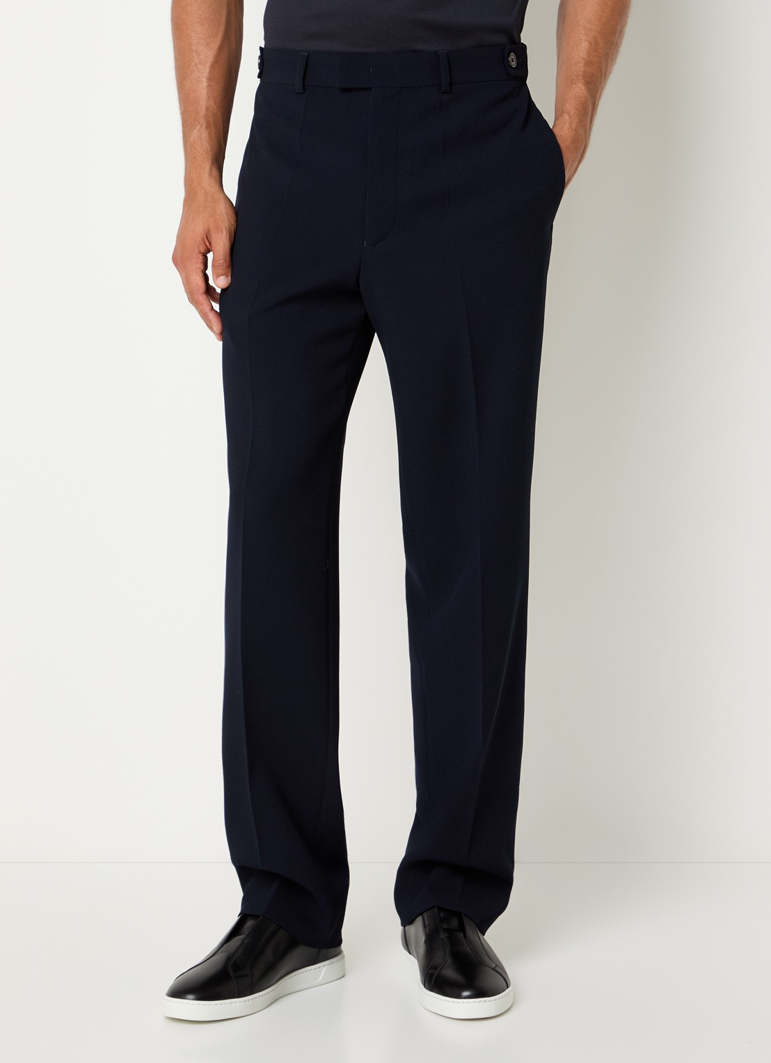 Armani Straight fit pantalon met structuur - detail antraciet