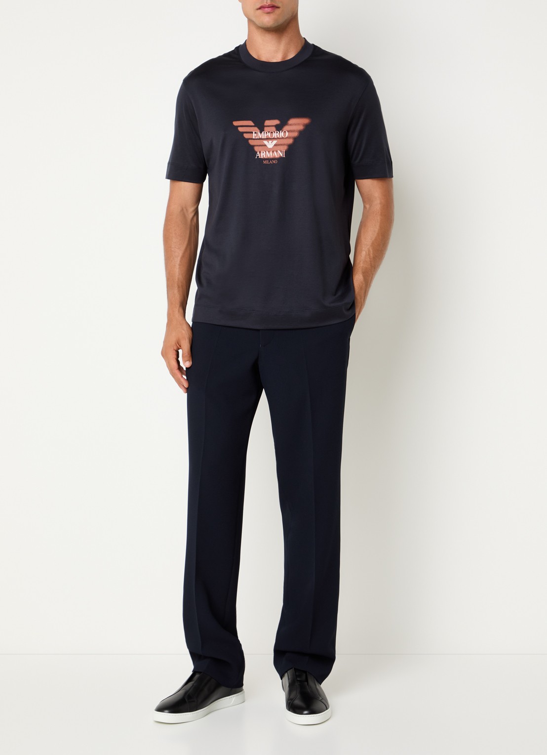 Armani Straight fit pantalon met structuur - voorkant 5 antraciet