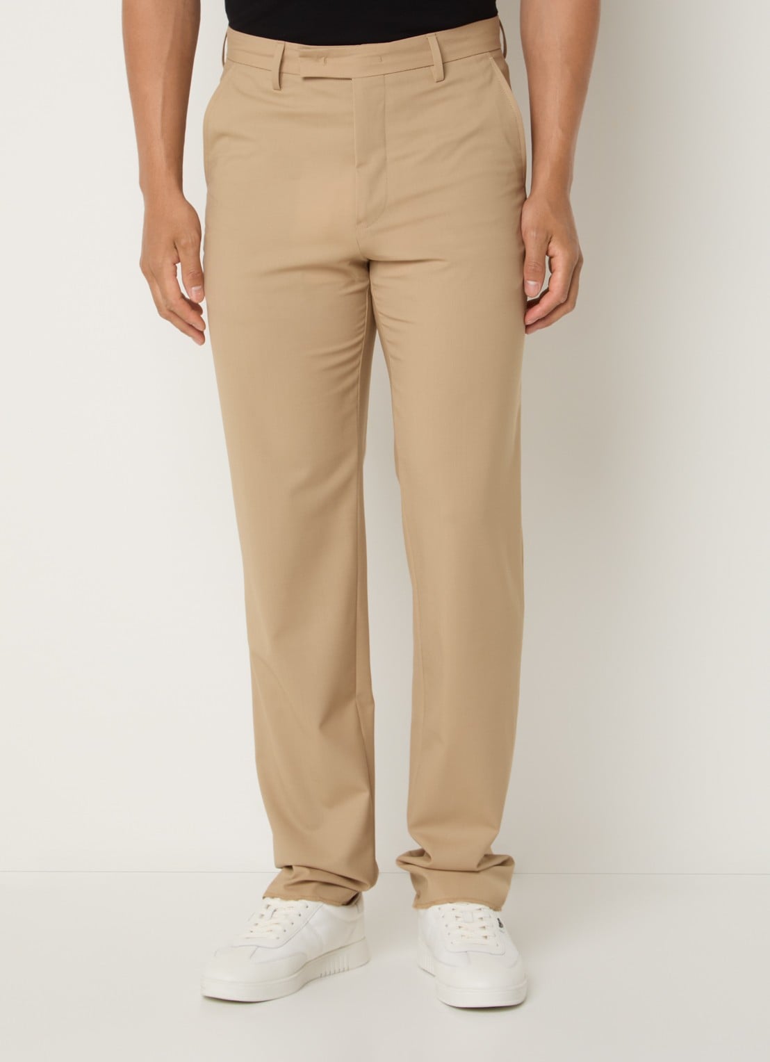 Armani Straight fit pantalon van scheerwol met steekzakken - detail 2 beige