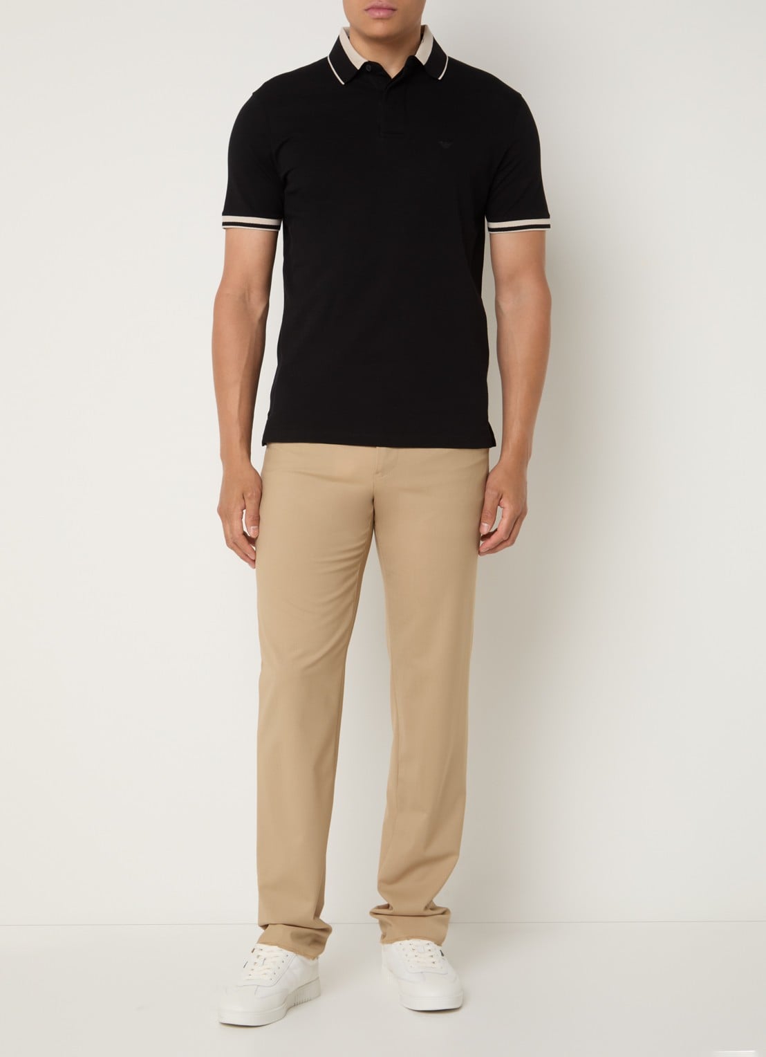 Armani Straight fit pantalon van scheerwol met steekzakken - voorkant 5 beige