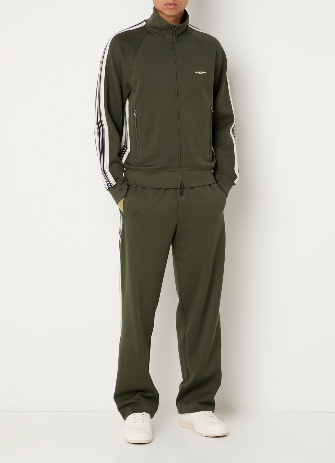 Armani Straight fit trackpants met steekzakken - voorkant 3 olijfgroen