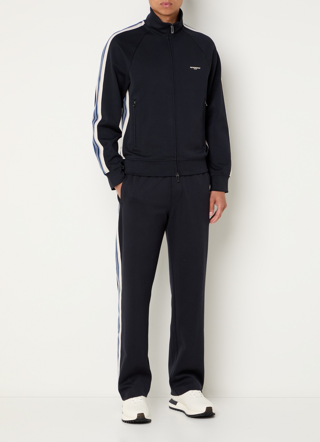 Armani Straight fit trackpants met steekzakken - voorkant 2 donkerblauw