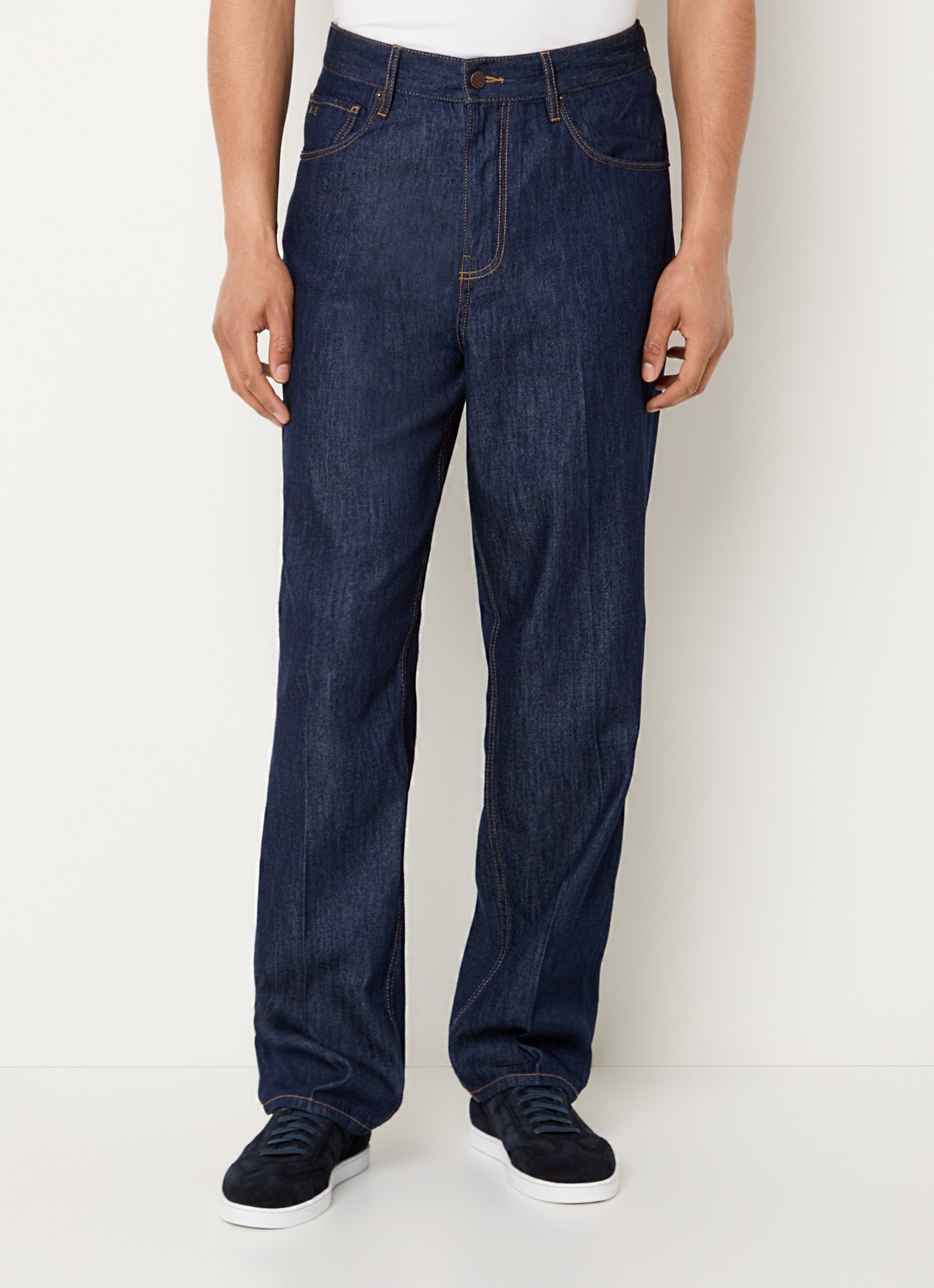 Armani Straight leg jeans met donkere wassing - detail 2 donkerblauw