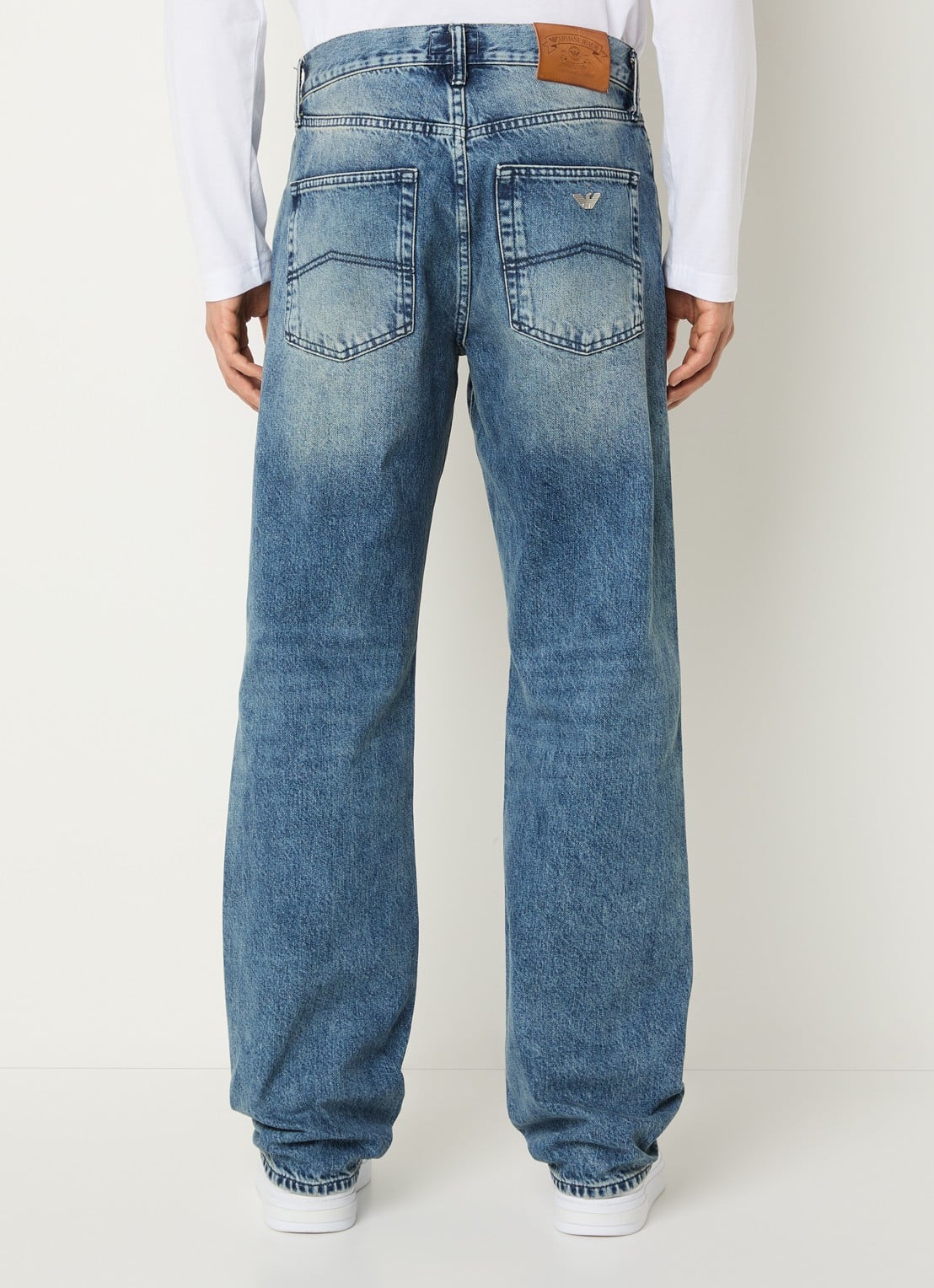 Armani Straight leg jeans met donkere wassing - achterkant 3 blauw