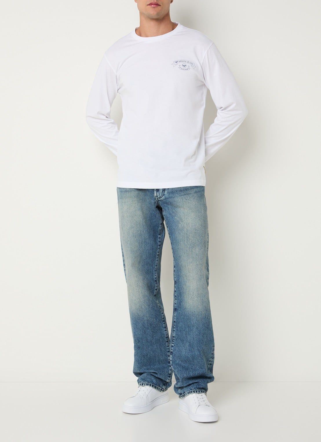 Armani Straight leg jeans met donkere wassing - voorkant 2 blauw