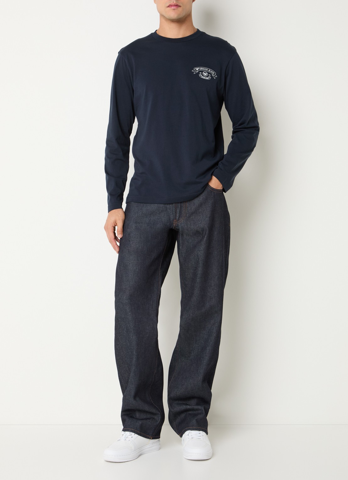 Armani Straight leg jeans met donkere wassing - voorkant 2 indigo