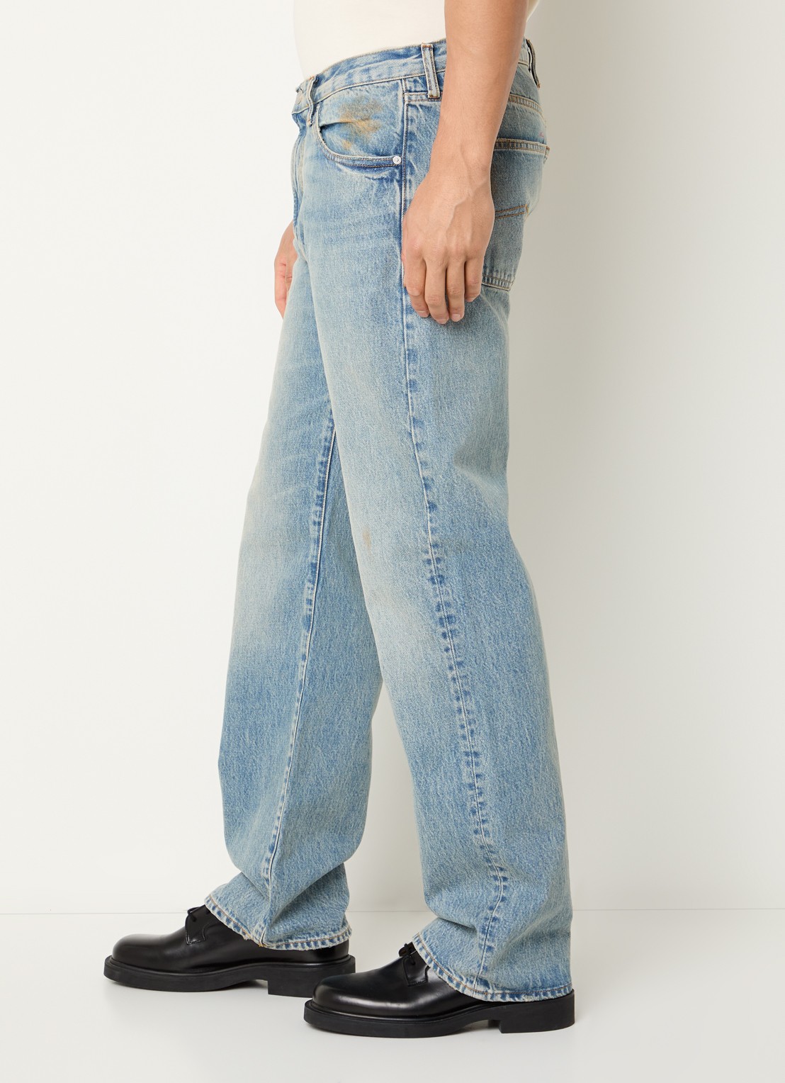 Armani Straight leg jeans met donkere wassing - detail 5 lichtblauw