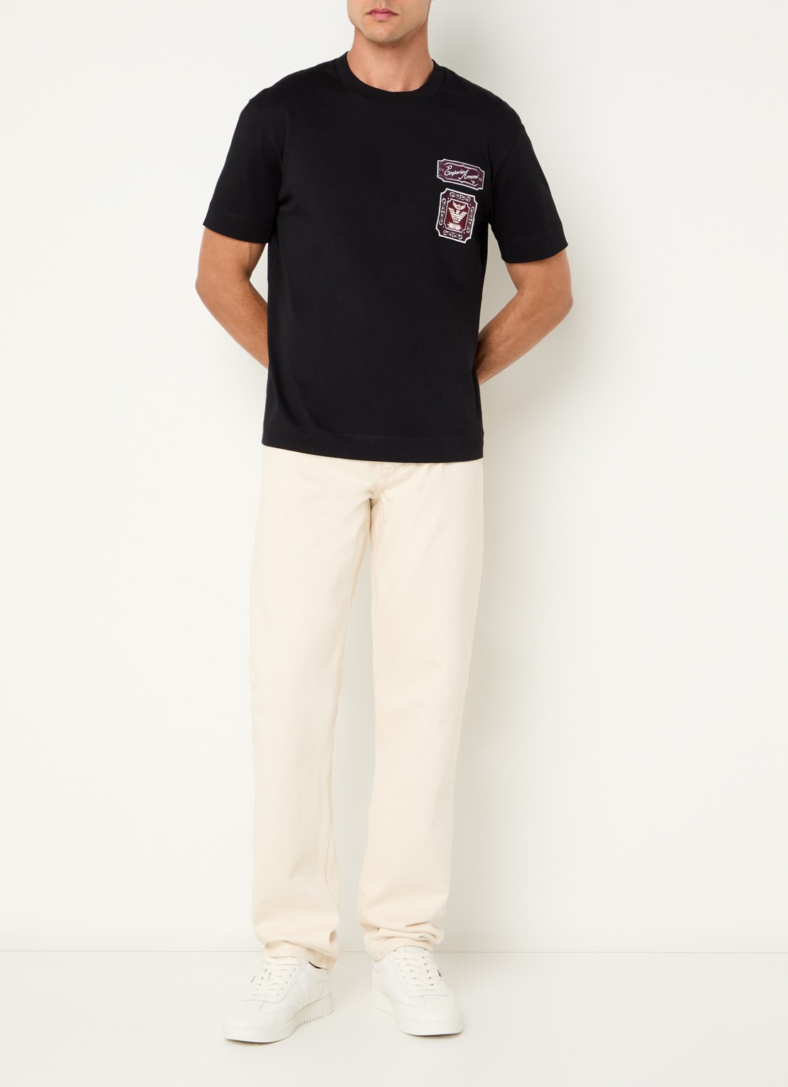 Armani Straight leg jeans met gekleurde wassing - voorkant 2 creme
