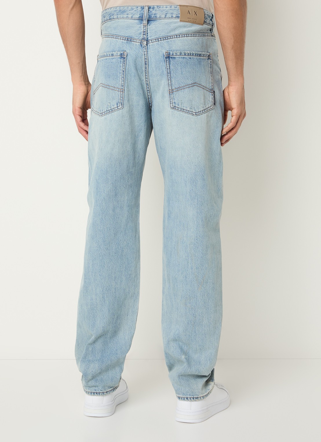 Armani Straight leg jeans met lichte wassing - achterkant 5 indigo