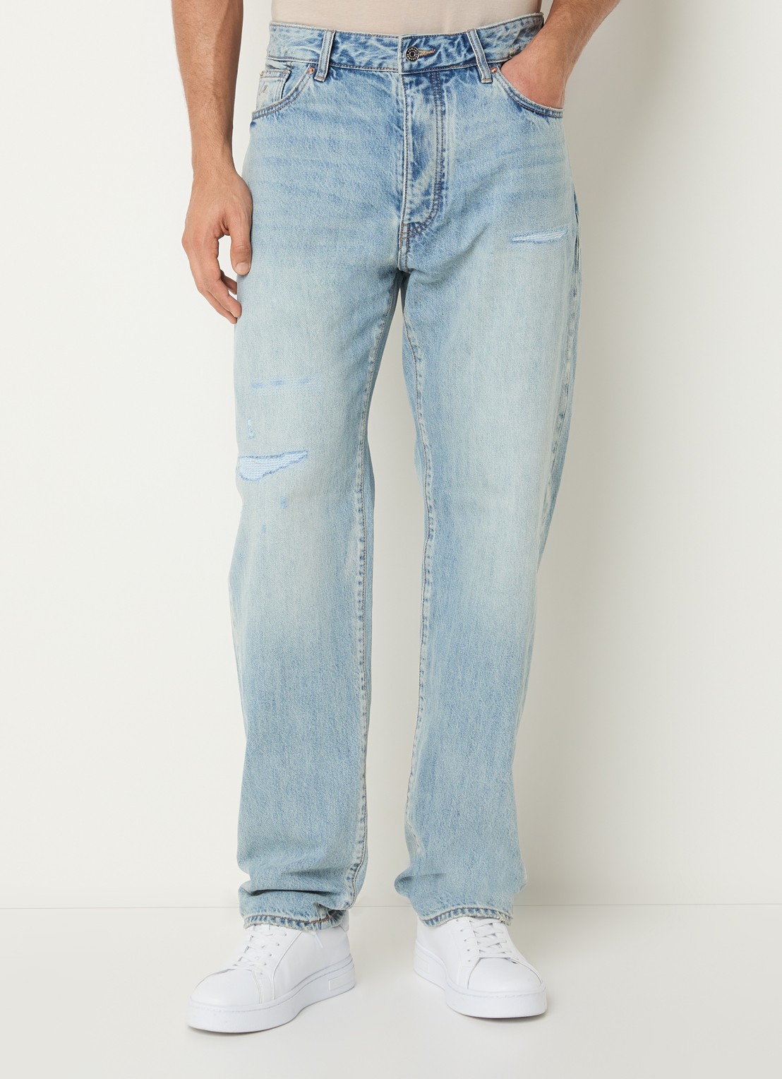 Armani Straight leg jeans met lichte wassing - detail 3 indigo