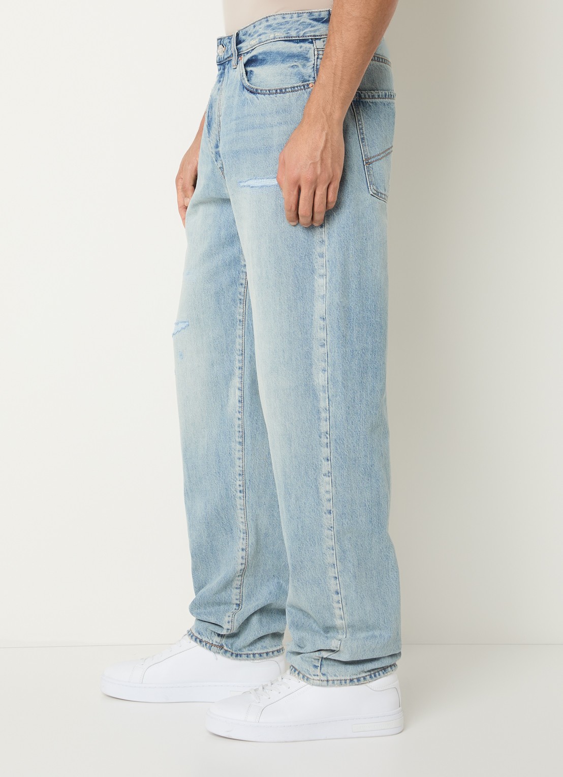 Armani Straight leg jeans met lichte wassing - detail 4 indigo