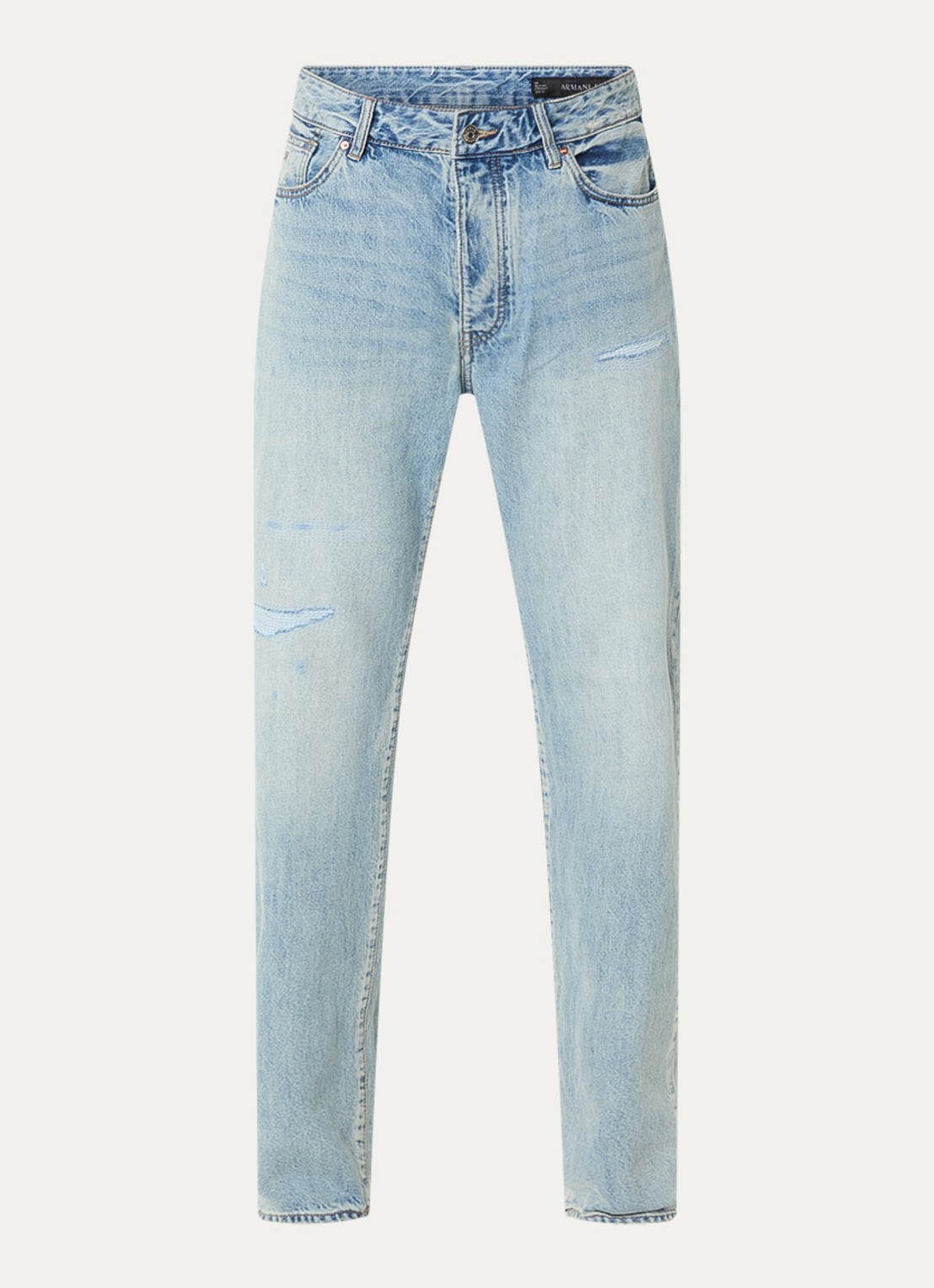 Armani Straight leg jeans met lichte wassing - voorkant indigo