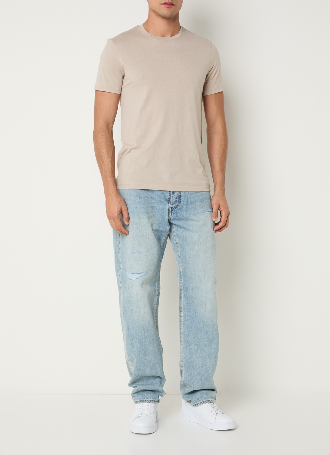 Armani Straight leg jeans met lichte wassing - voorkant 2 indigo