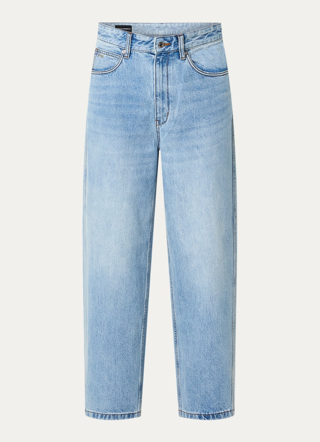 Armani Straight leg jeans met lichte wassing - voorkant 3 lichtblauw