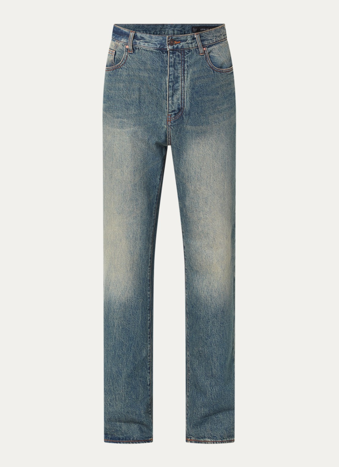 Armani Straight leg jeans met medium wassing en verwassen afwerking - voorkant 3 indigo