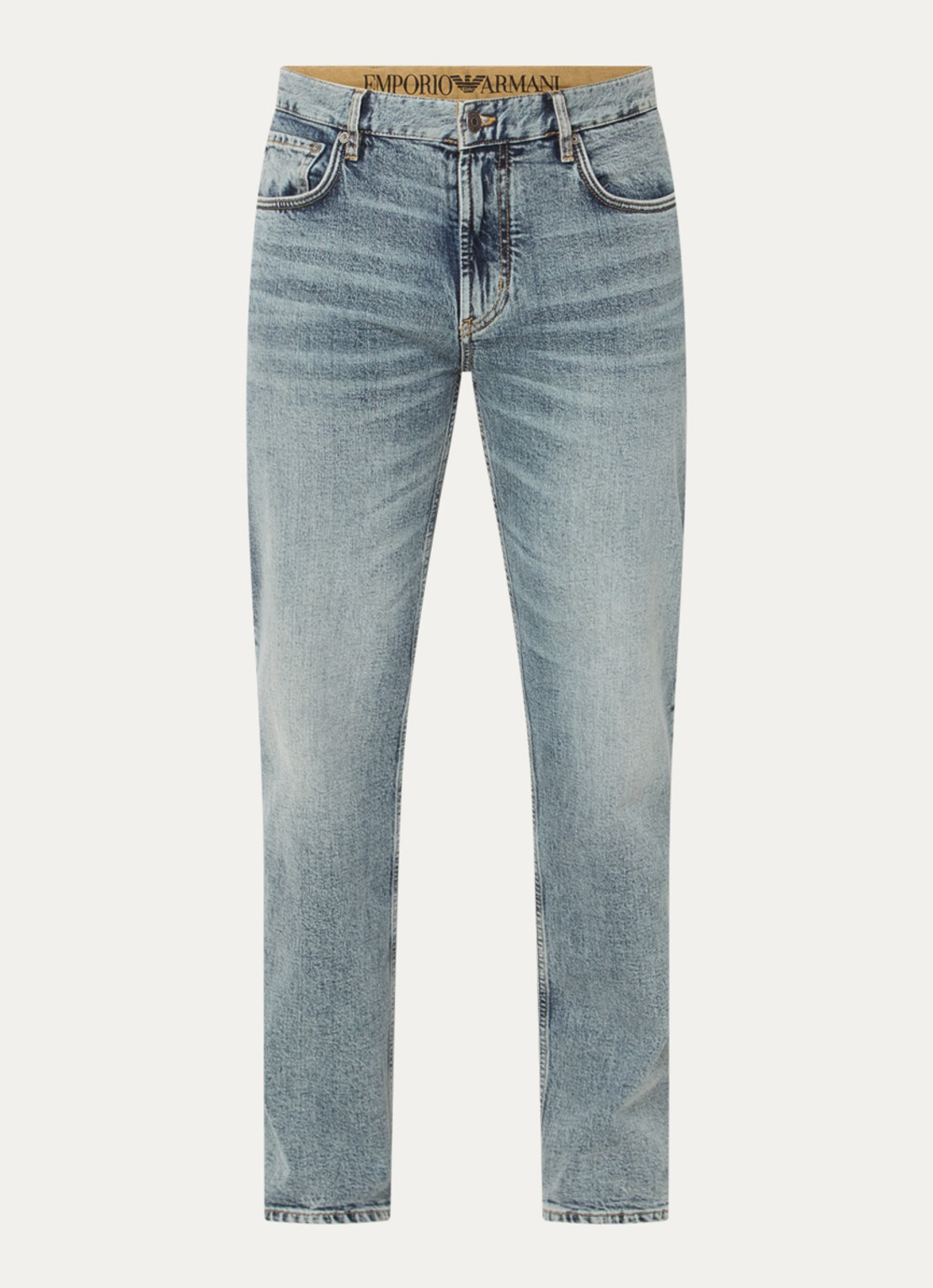 Armani Straight leg jeans met medium wassing - voorkant 2 indigo