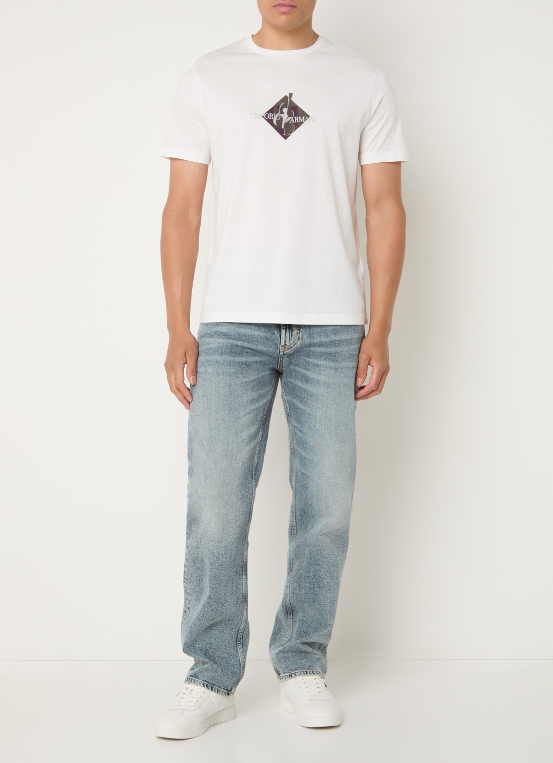 Armani Straight leg jeans met medium wassing - voorkant 3 indigo
