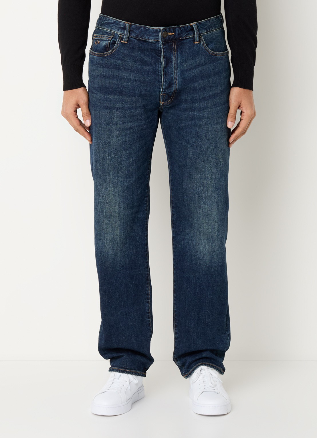 Armani Straight leg jeans met steekzakken - detail indigo