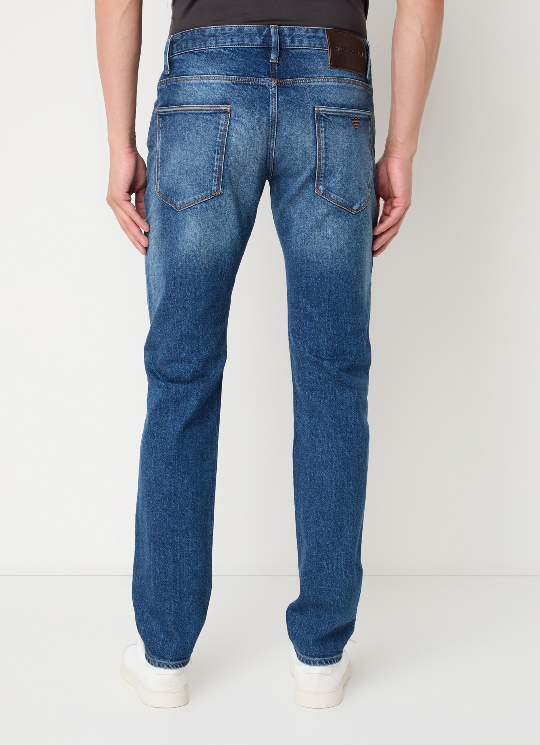 Armani Straight leg jeans met steekzakken - achterkant indigo