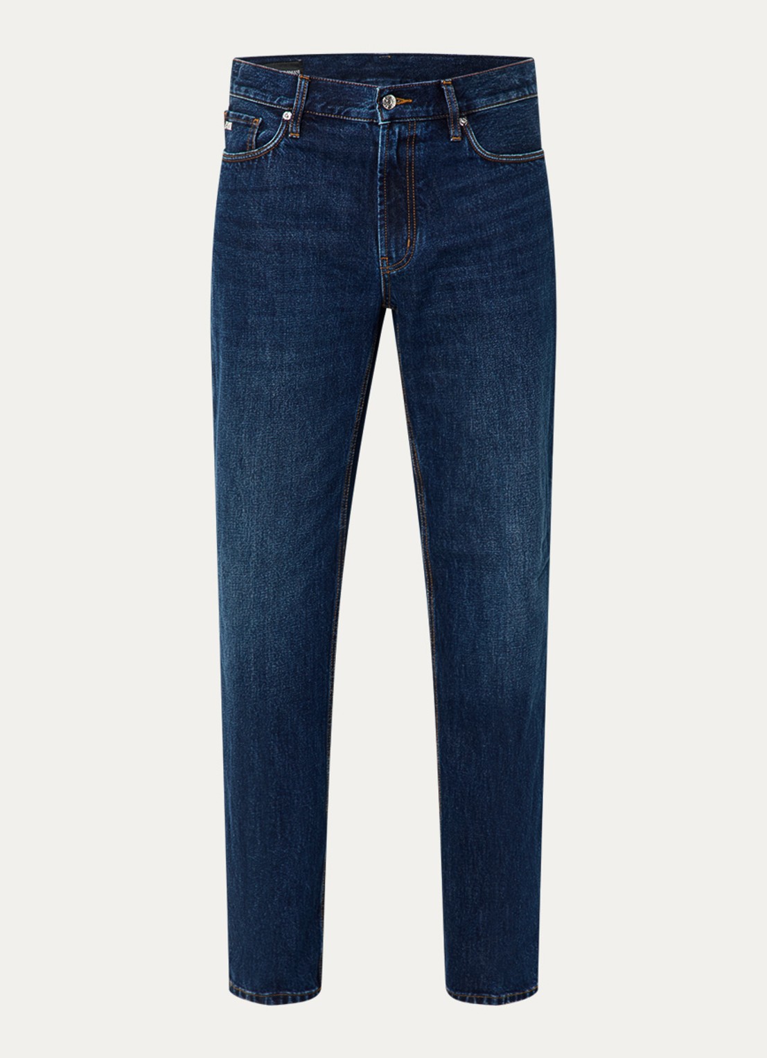 Armani Straight leg jeans met steekzakken - voorkant staalblauw