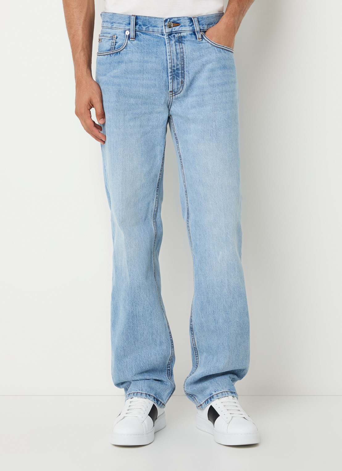 Armani Straight leg jeans met steekzakken - detail 2 lichtblauw