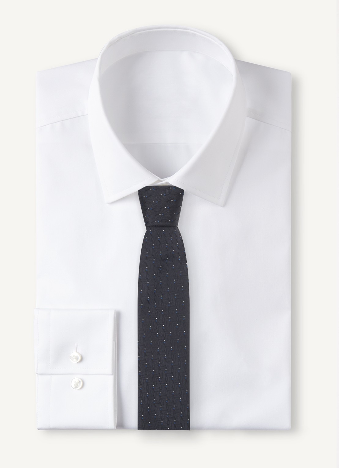 Armani Stropdas van zijde met stippenprint - voorkant 4 donkerblauw