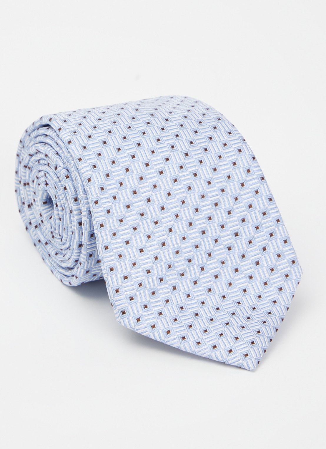 Armani Stropdas van zijde met stippenprint - voorkant blauw