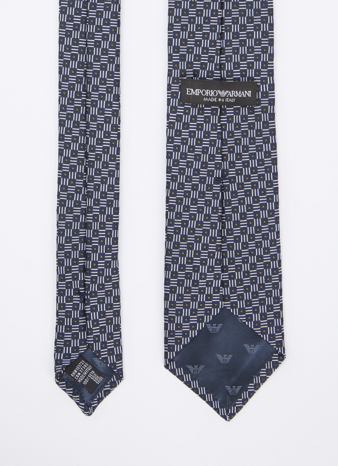 Armani Stropdas van zijde met stippenprint - detail 2 donkerblauw