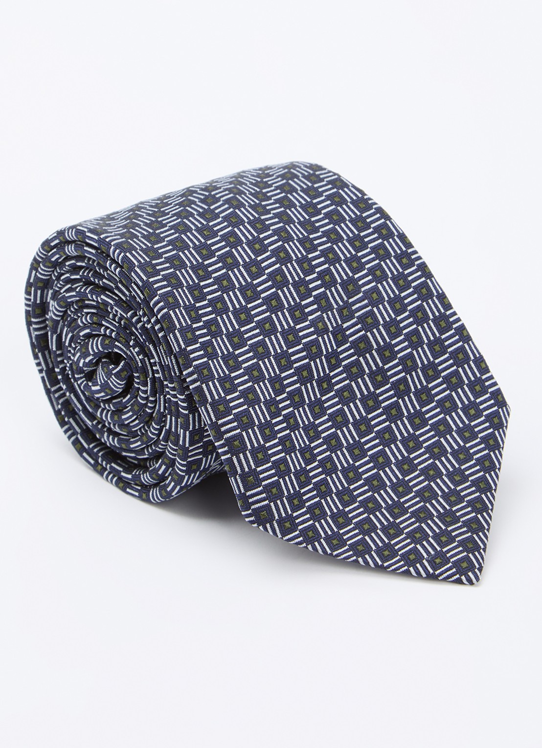 Armani Stropdas van zijde met stippenprint - voorkant 5 donkerblauw