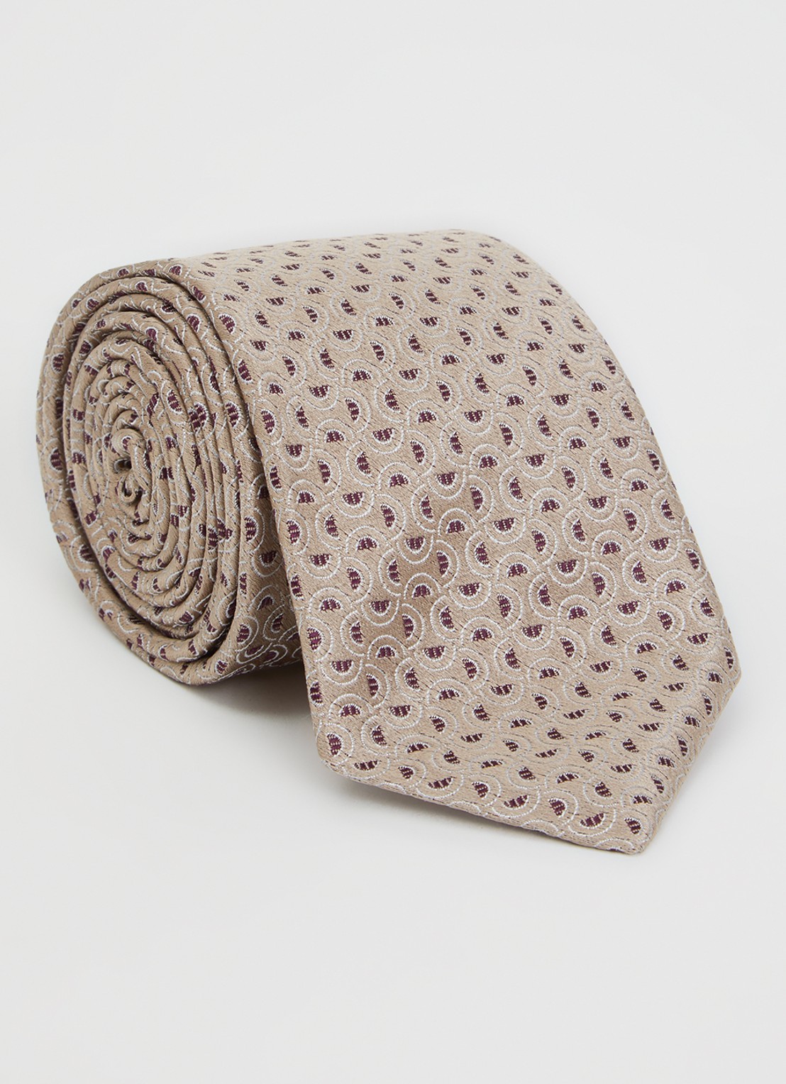 Armani Stropdas van zijde met stippenprint - voorkant 2 beige