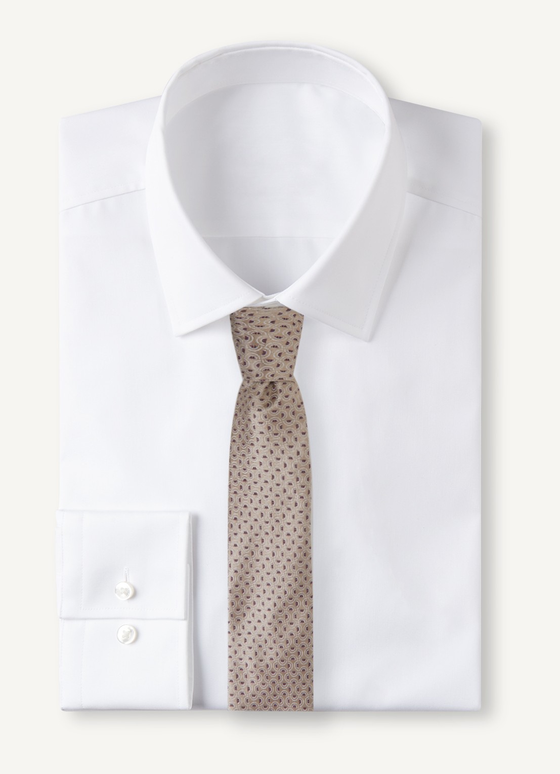 Armani Stropdas van zijde met stippenprint - voorkant 3 beige
