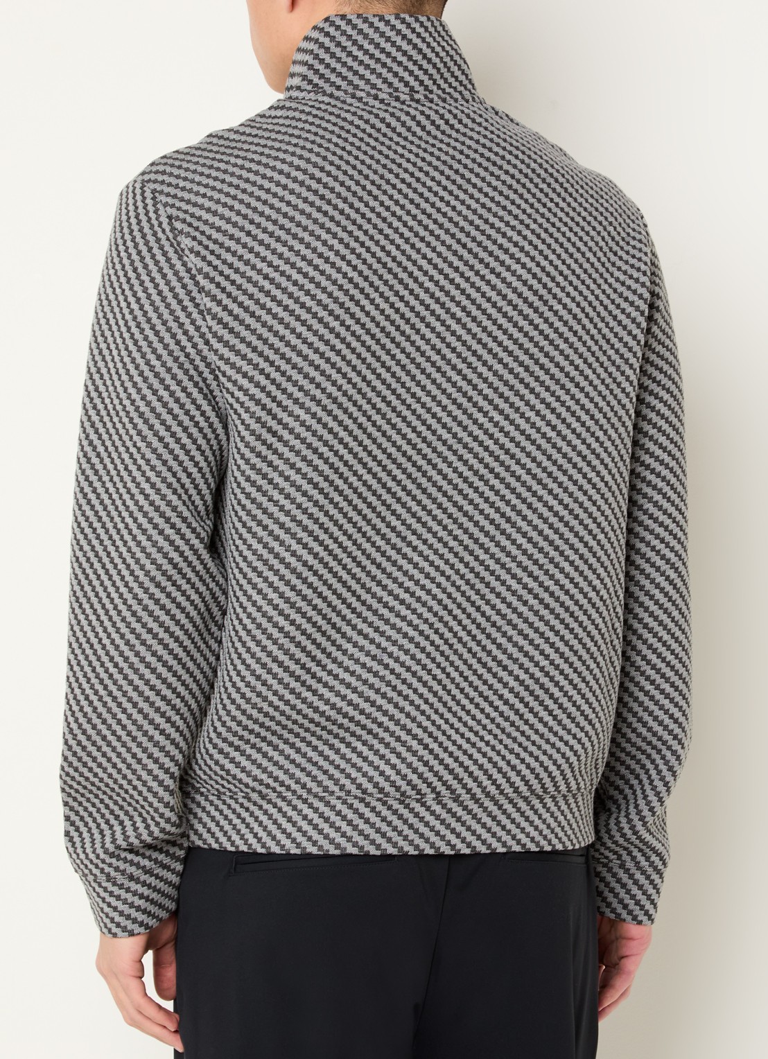 Armani Sweater met halve rits en structuur - achterkant 4 grijs