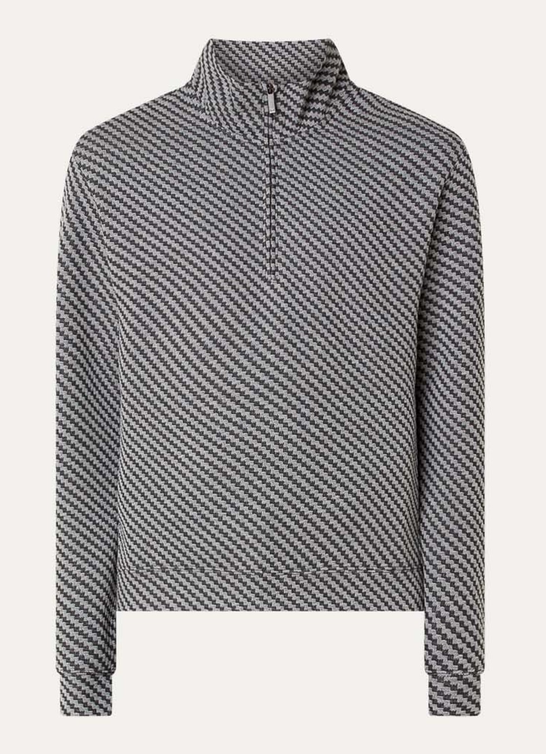 Armani Sweater met halve rits en structuur - voorkant grijs