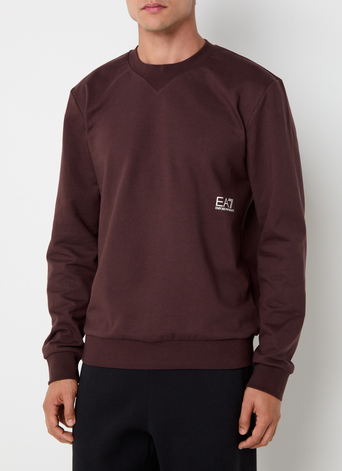 Armani Sweater met logo- en backprint - achterkant hazelnootbruin