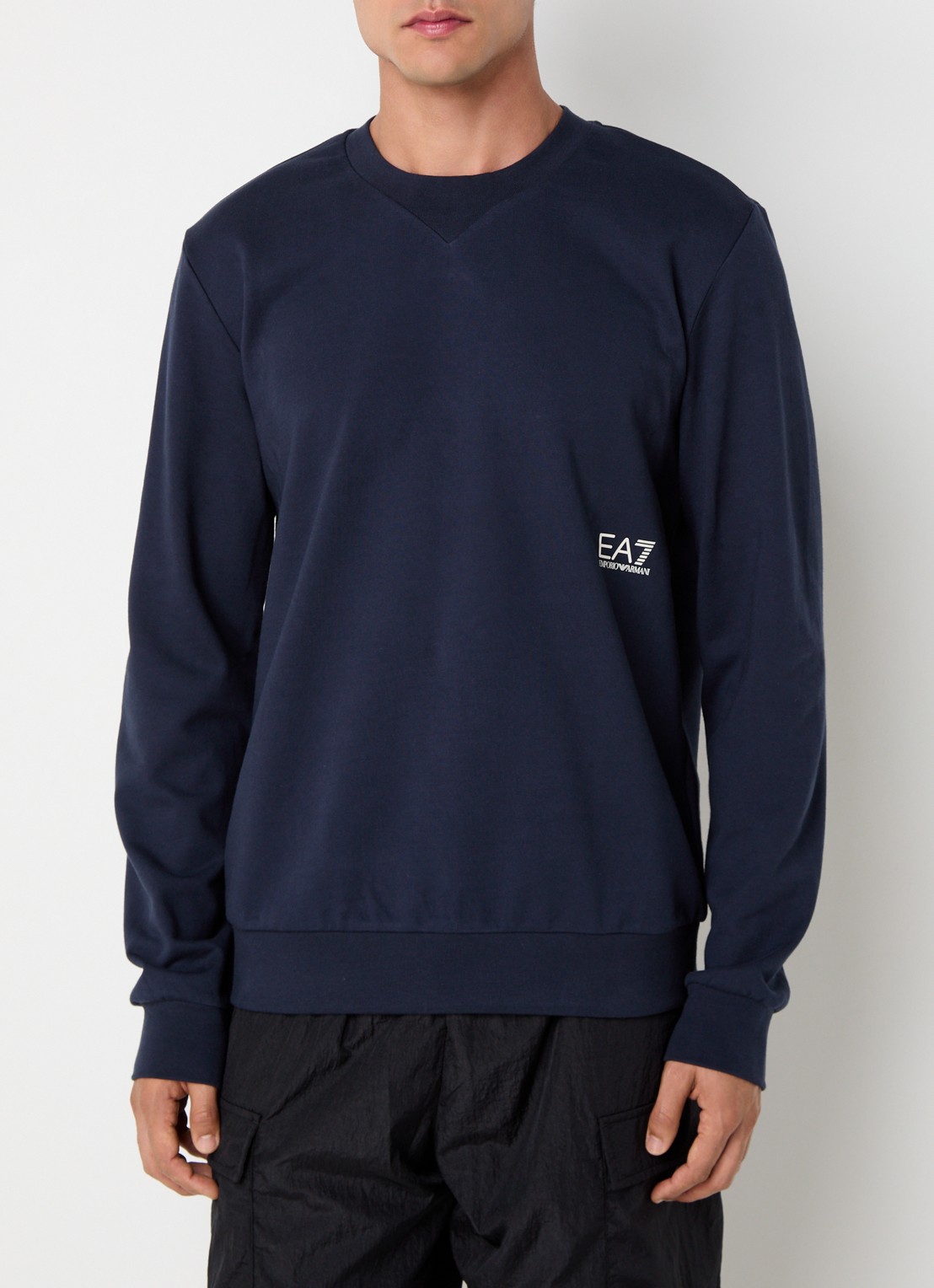Armani Sweater met logo- en backprint - achterkant donkerblauw