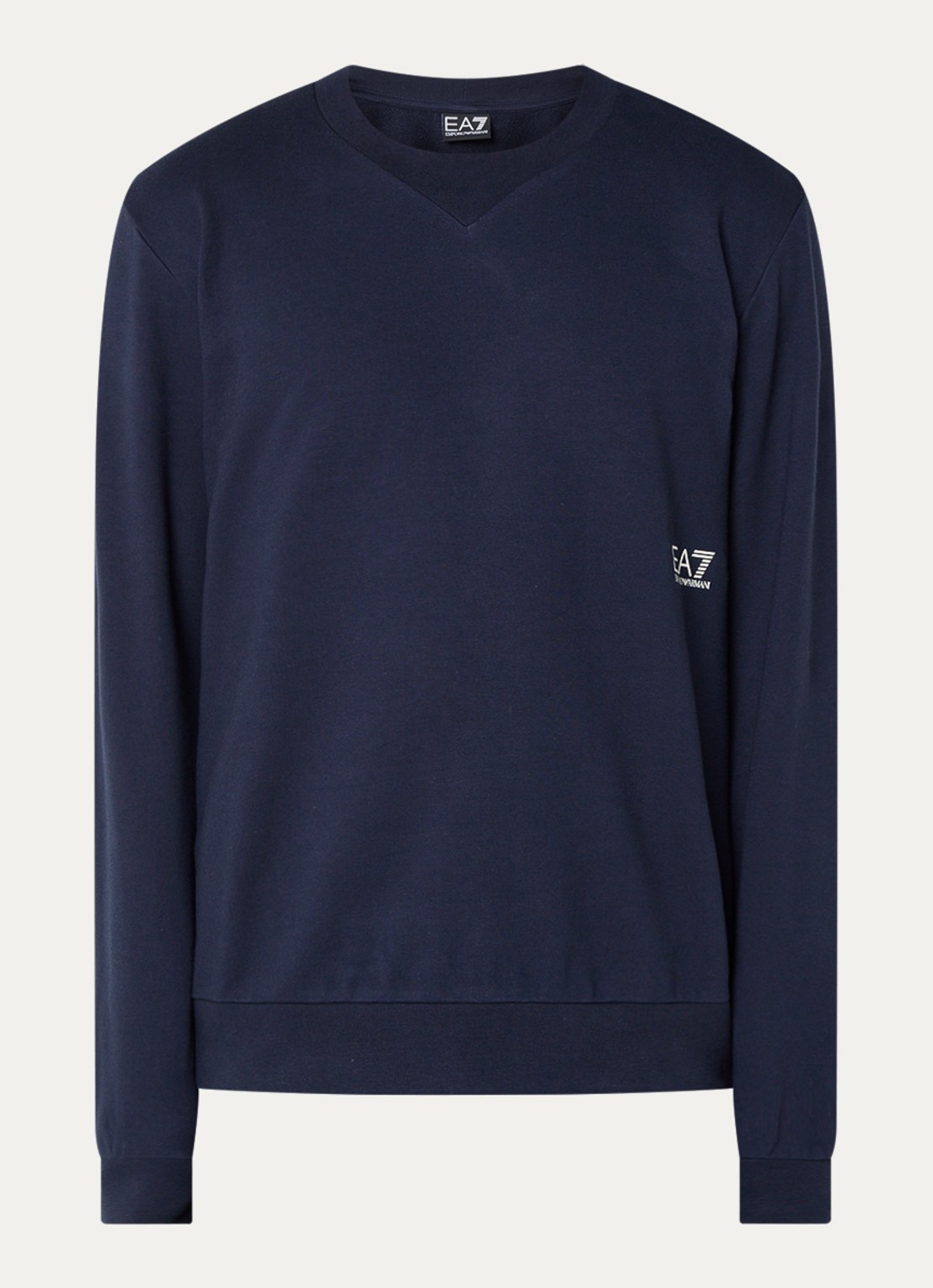 Armani Sweater met logo- en backprint - voorkant 2 donkerblauw