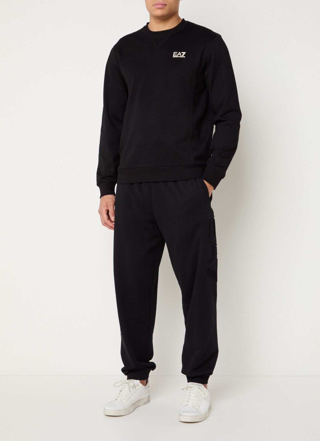 Armani Sweater met logo- en backprint - voorkant 4 zwart